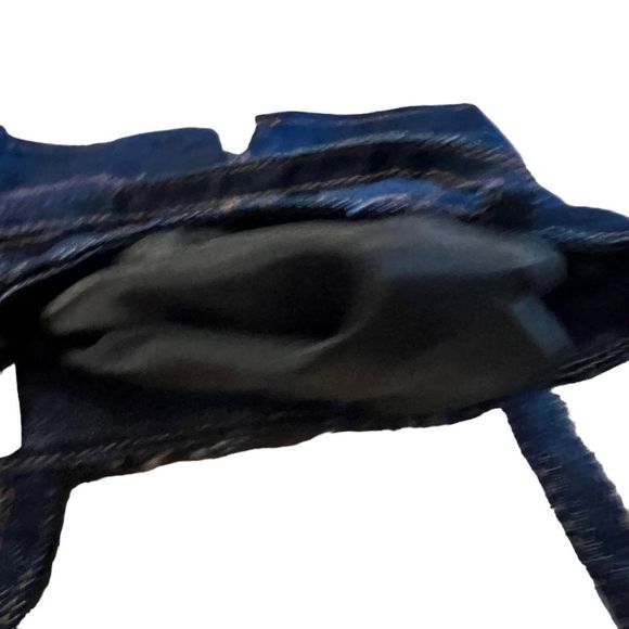 Small Blue Jean Purse Handbag Zipper Closure Faux Lace Up Look Clutch‎ Size Bag - Picture 7 of 9